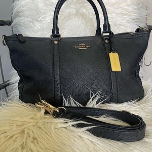 Coach Black Leather Tote Bag